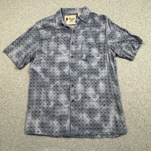 Vintage Silk Brand Silk Rayon Geometric Print Shirt‎ Mens Medium Button-Up Camp